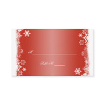 Rood en Wit Sneeuwvlokken Huwelijksplek Kaarten