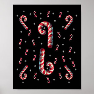Rood en wit snoep Cane Kerstmislicht Poster