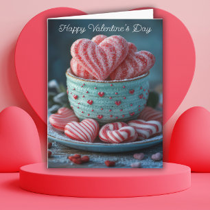 Rood en wit snoep Harten Valentijns's Groet Kaart