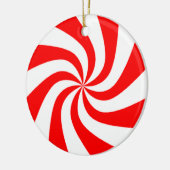 Rood en wit snoep keramisch ornament (Links)