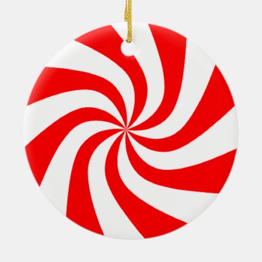 Rood en wit snoep keramisch ornament (Achterkant)