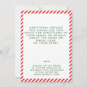 Rood en Wit snoep streep kerst uitnodiging (Achterkant)