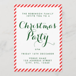 Rood en Wit snoep streep kerst uitnodiging