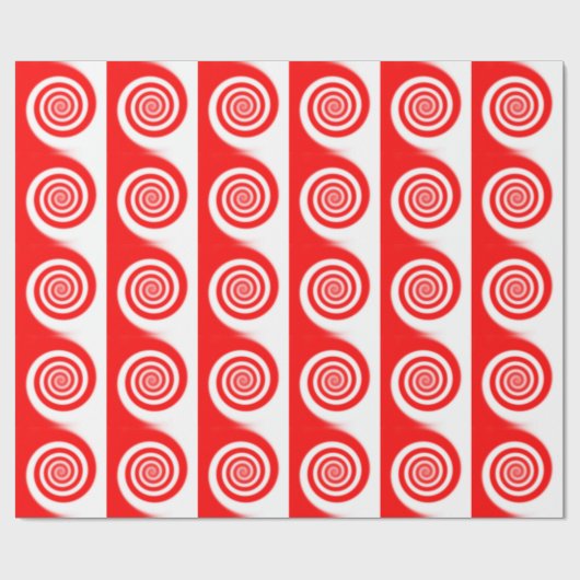 Rood en wit Snoep wervelkolom Cadeaupapier (Vlak)