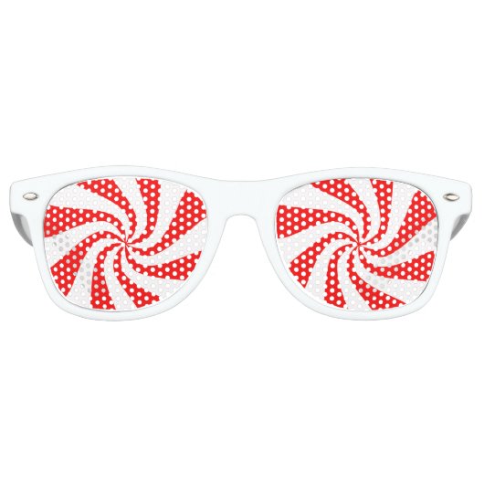 Rood en wit Snoep wervelkolom Retro Zonnebril (Voorkant)