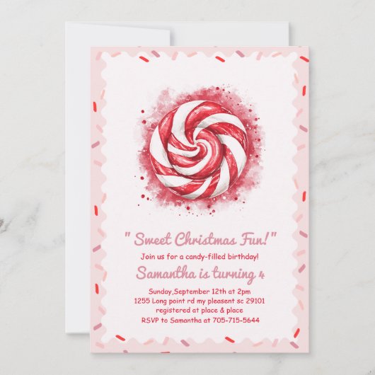 Rood en wit Snoep Winterfeest Kaart (Voorkant)