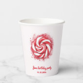 Rood en wit Snoep winterverjaardag Papieren Bekers (Achterkant)