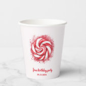 Rood en wit Snoep winterverjaardag Papieren Bekers (Voorkant)