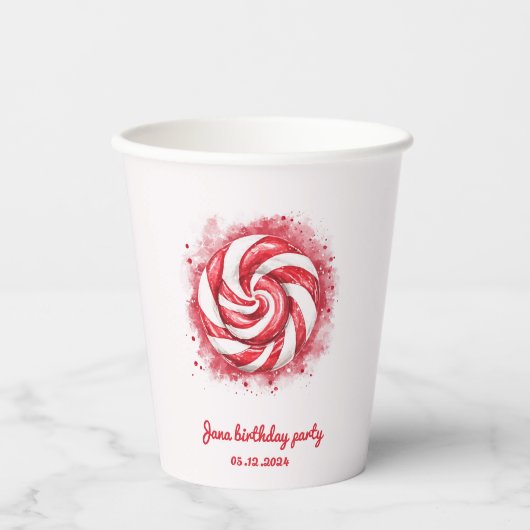 Rood en wit Snoep winterverjaardag Papieren Bekers (Voorkant)