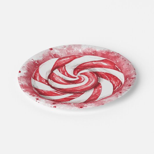 Rood en wit Snoep winterverjaardag Papieren Bordje (Gekanteld)