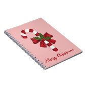 Rood en wit snoepje met vrolijke kersttekst notitieboek (Rechterzijde)
