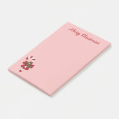 Rood en wit snoepje met vrolijke kersttekst post-it® notes (Schuin)