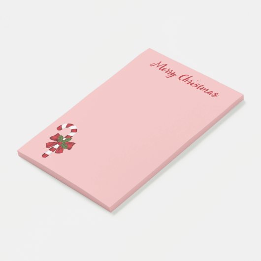Rood en wit snoepje met vrolijke kersttekst post-it® notes (Schuin)