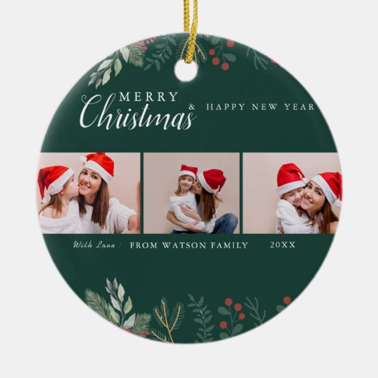 Rood en wit snoepje Vakdag Foto Collage Ceram Keramisch Ornament (Voorkant)