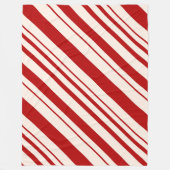 Rood en wit snoepriet gestript fleece deken (Voorkant)