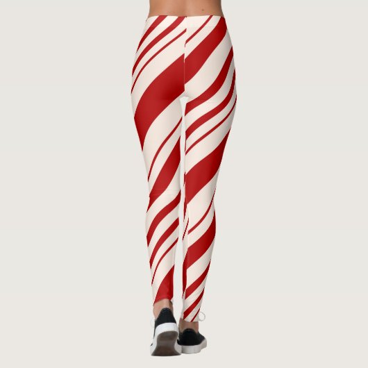 Rood en wit snoepriet gestript leggings (Achterkant)