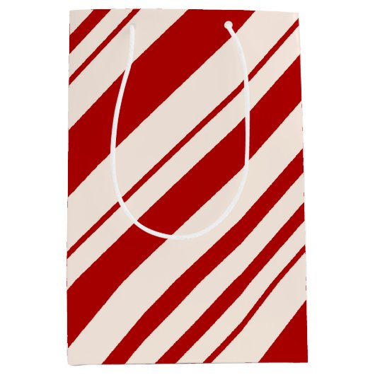 Rood en wit snoepriet gestript medium cadeauzakje (Voorkant)