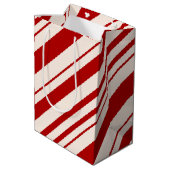 Rood en wit snoepriet gestript medium cadeauzakje (Achterkant Gekanteld)