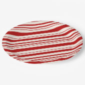 Rood en wit snoepriet gestript papieren bordje (Gekanteld)