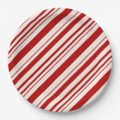 Rood en wit snoepriet gestript papieren bordje (Voorkant)