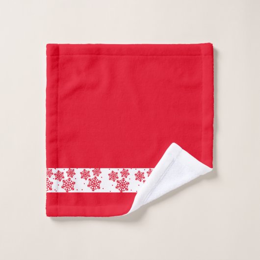 Rood en wit Snoflake Pattern Merry kerst Bad Handdoek (Wasdoekje)