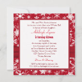 Rood en wit Snowflake 16e verjaardag Uitnodiging (Achterkant)