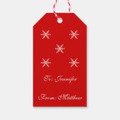 Rood en wit Snowflake Cadeaulabel (Achterkant)