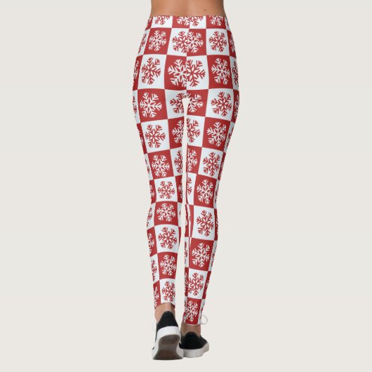 Rood en wit Snowflake Girl's Leggings (Achterkant)