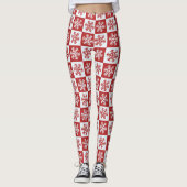 Rood en wit Snowflake Girl's Leggings (Voorkant)
