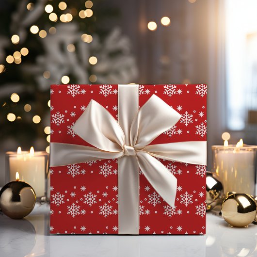 Rood en wit Snowflake inpakpapier