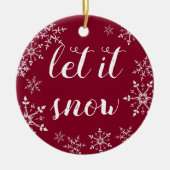 Rood en wit Snowflake Kerstmis Keramisch Ornament (Voorkant)