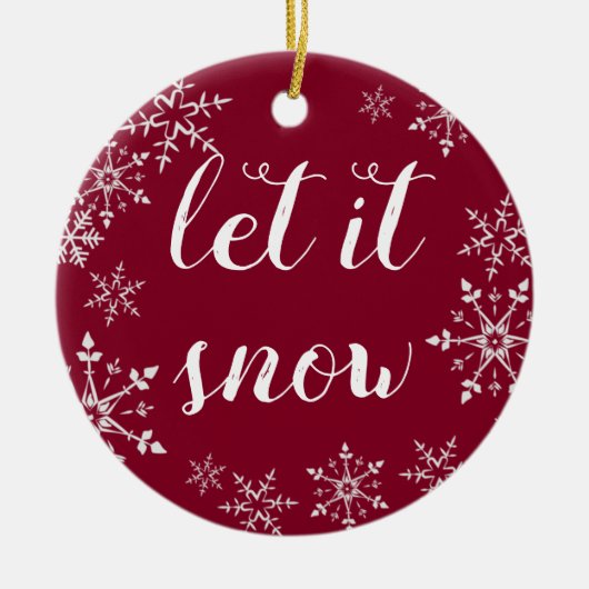 Rood en wit Snowflake Kerstmis Keramisch Ornament (Voorkant)