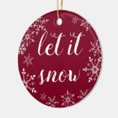 Rood en wit Snowflake Kerstmis Keramisch Ornament (Links)