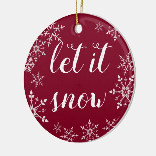 Rood en wit Snowflake Kerstmis Keramisch Ornament (Links)