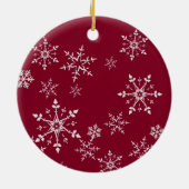 Rood en wit Snowflake Kerstmis Keramisch Ornament (Achterkant)