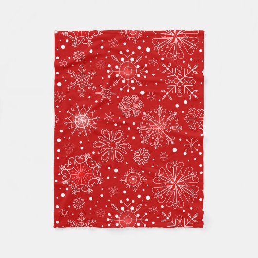 Rood en wit Snowflake-kerstontwerp Fleece Deken (Voorkant)