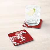 Rood en wit Snowflake kerstpaard Bier Onderzetter (Rechterzijde)