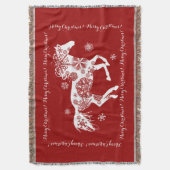 Rood en wit Snowflake kerstpaard Deken (Voorkant Verticaal)