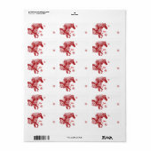 Rood en wit Snowflake kerstpaard Etiket (Full Sheet)