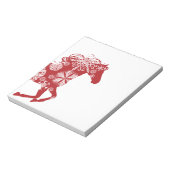 Rood en wit Snowflake kerstpaard Notitieblok (Linkerzijde)