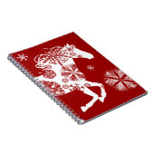 Rood en wit Snowflake kerstpaard Notitieboek (Rechterzijde)
