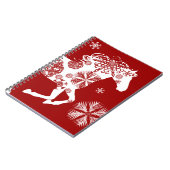 Rood en wit Snowflake kerstpaard Notitieboek (Linkerzijde)