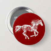 Rood en wit Snowflake kerstpaard Ronde Button 7,6 Cm (Voorkant /achterkant)