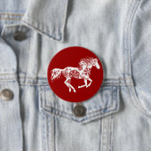 Rood en wit Snowflake kerstpaard Ronde Button 7,6 Cm (In situ)