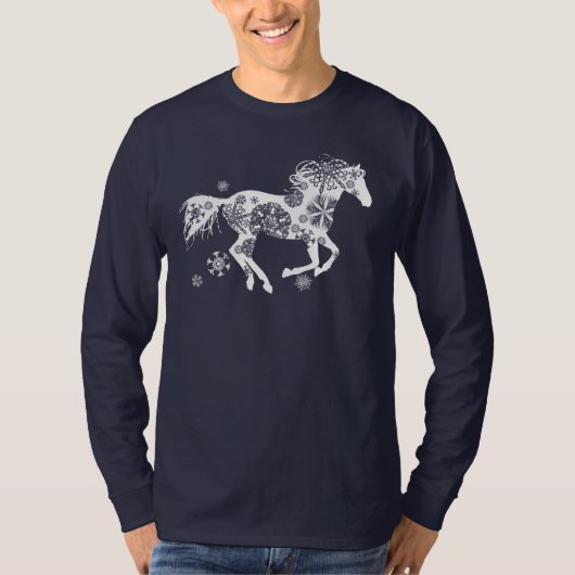 Rood en wit Snowflake kerstpaard T-shirt (Voorkant)