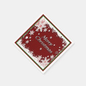 Rood en wit Snowflake Merry Kerstmis Napkins Servetten (Hoek)