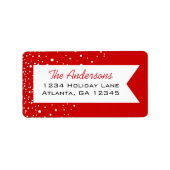 Rood en wit Snowflake Merry Little Kerstmis Etiket (Voorkant)