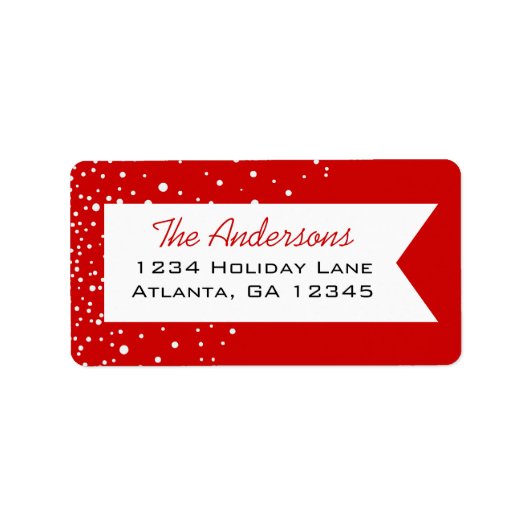 Rood en wit Snowflake Merry Little Kerstmis Etiket (Voorkant)