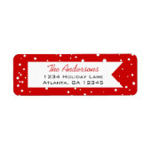 Rood en wit Snowflake Merry Little Kerstmis Etiket (Voorkant)
