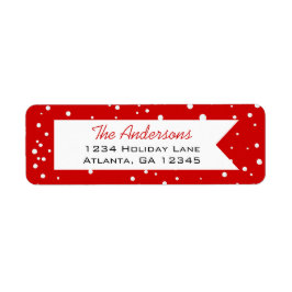 Rood en wit Snowflake Merry Little Kerstmis Etiket